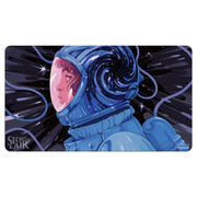 Playmat: Magic the Gathering: Secret Lair: Thought Vessel - Rectangular playmat featuring a blue astronaut helmet with a swirling cosmic vortex inside, set against a dark starry.