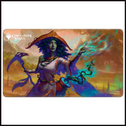 Playmat: Magic the Gathering: Commander Series: Sythis, Harvest's Hand - Rectangular playmat featuring vibrant fantasy artwork of a mystical female figure with blue skin, wearing a wide-brimmed hat