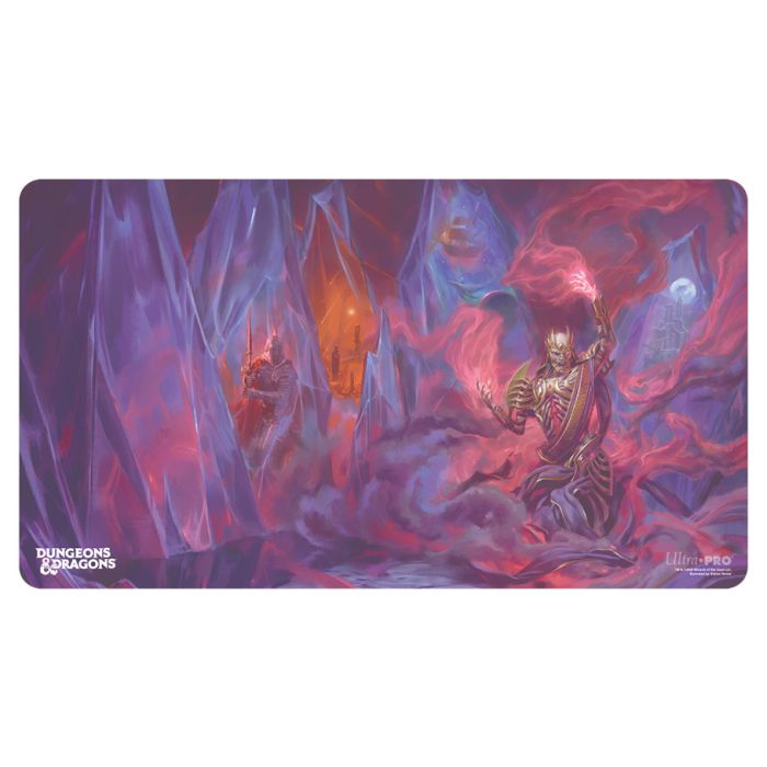 Playmat: D&D: Vecna Eve of Ruin - Rectangular gaming playmat with dark purple and red hues depicting a skeletal figure surrounded by swirling magical energy.
