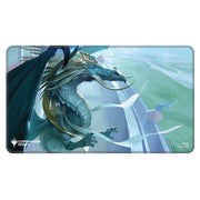 Playmat: Magic the Gathering: Commander Series: Arcades, the Strategist - Rectangular playmat featuring a blue-green dragon coiled around a futuristic structure with white geometric shapes and a.