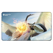 Ultra Pro Stitched Edge Playmat -Magic the Gathering: Commander Series - Kykar Wind's Fury - Rectangular playmat with stitched edges featuring a white crane with flames on its wing against a soft blue sky background.