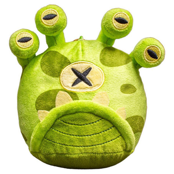 Gamer Pouch: D&D: Gazer (PREORDER) - Green plush gamer pouch shaped like a monster head with five eye stalks and stitched X on mouth.