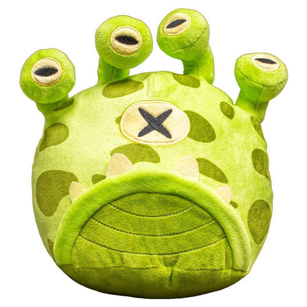 Gamer Pouch: D&D: Large Gazer (PREORDER) - Green plush pouch shaped like a large beholder monster with five eyestalks and stitched details.