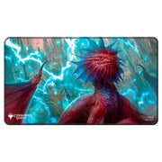 Playmat: Magic the Gathering: Commander Series: Stitched Edge: Niv Mizzet Parun - Rectangular playmat with stitched edges featuring vibrant digital art of a red, spiky dragon-like creature against a glowing
