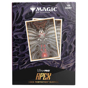 Ultra Pro Apex Sleeves 105 count - Magic the Gathering Duskmourn - Valgavoth, Terror Eater - Magic the Gathering Ultra Pro Apex card sleeves with Duskmourn Valgavoth, Terror Eater artwork, dark textured background,.