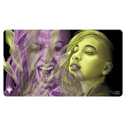 Playmat: Magic the Gathering: Duskmourn: Niko, Light of Hope - Niko, Light of Hope with purple and yellow character art on a soft fabric surface.