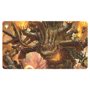 Playmat: Magic the Gathering: Duskmourn: Overlord of the Boilerbilges - Rectangular playmat featuring detailed artwork of a menacing, mechanical spider-like creature with glowing orange lights and