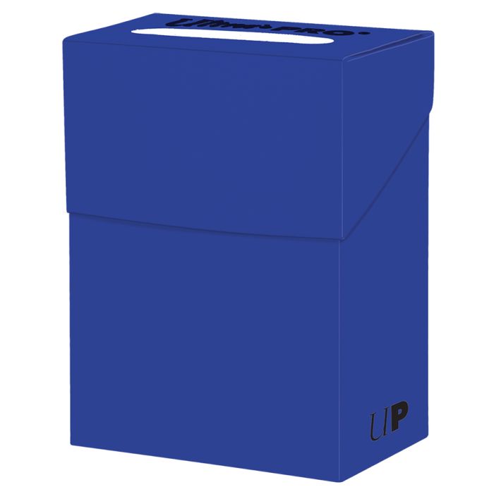 Ultra Pro Poly Deck Box - Blue - Blue rectangular poly deck box with flip-top lid and discreet UP logo in corner.
