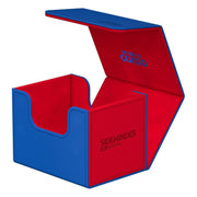 Ultimate Guard Sidewinder 100+ Deck Box - Synergy Blue/Red - Blue and red foldable deck box with Ultimate Guard logo and Sidewinder branding.