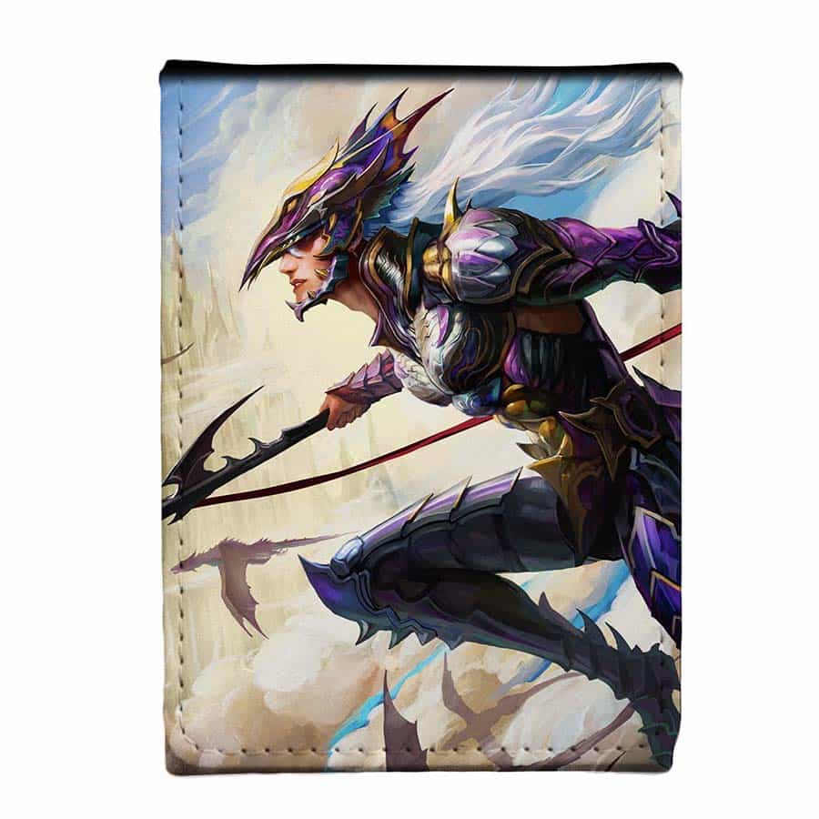 Ultra Pro Alcove Flip Box Magic the Gathering Final Fantasy Premium X - Rectangular flip box with vibrant Final Fantasy warrior artwork in purple armor wielding a spear on front.
