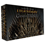 Legendary: Game of Thrones - Board game box featuring the iron throne made of swords with a dark, dramatic background and gold-accented title text.