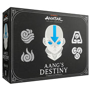 Avatar: The Last Airbender: Aang's Destiny - Black rectangular box featuring a stylized bald character with a blue arrow on his forehead and four elemental symbols.