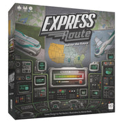 Express Route - Express Route board game box featuring a futuristic control panel design with digital meters and a map of the United States.
