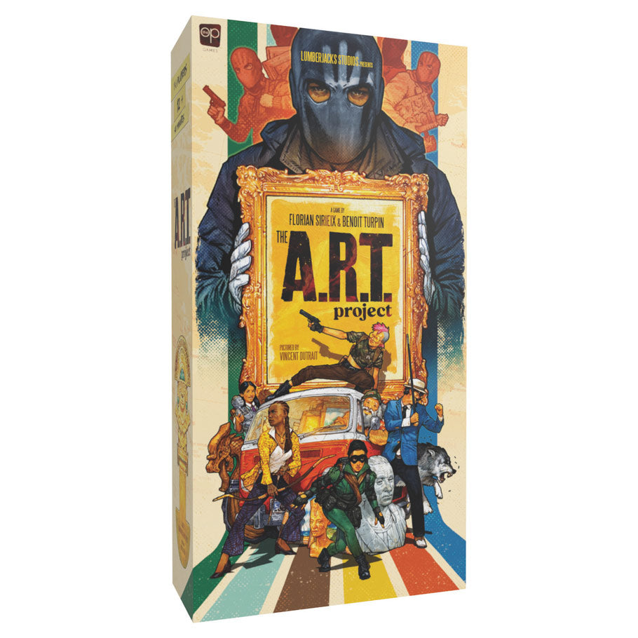 The A.R.T. Project - Tall rectangular box with vibrant illustration of diverse characters holding a large yellow ornate frame, titled The A.R.T.