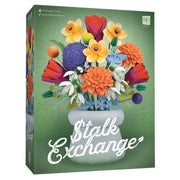 Stalk Exchange - Game box for Stalk Exchange featuring a colorful bouquet of stylized flowers in a white vase on a green background.