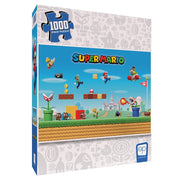 Super Mario Mayhem 1000 Piece Puzzle - Colorful Super Mario 1000-piece puzzle box featuring iconic game characters and level design elements.