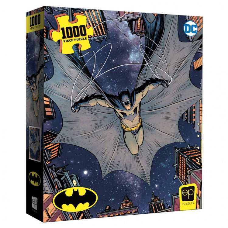 Puzzle: Batman "I Am The Night" 1000pc - Batman puzzle box featuring Batman gliding over a cityscape at night with 1000 pieces.