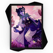 Deck Protector: Foil: UniVersus: Critical Role: Vox Machina: Jester - Deck protector card sleeve featuring vibrant purple and pink artwork of a female character with blue skin and white hair,.