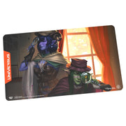 Playmat: UniVersus: Critical Role: Best Detectives - Rectangular playmat with dark fantasy characters, one in royal attire and another with a magnifying glass, warm orange light