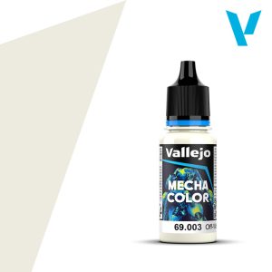 Vallejo Mecha Color: Offwhite (18ml) - 18ml bottle of Vallejo Mecha Color offwhite paint with black dropper cap and label detailing color and brand.