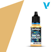 Vallejo Mecha Color: Sand Yellow (18ml) - 18ml Vallejo Mecha Color paint bottle in sand yellow with black dropper cap and colorful label.