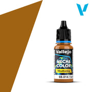 Vallejo Mecha Color: Fuel Stains Gloss (18ml) - Brown Vallejo Mecha Color paint bottle with black cap and blue label detailing Fuel Stains Gloss effect.