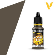 Vallejo Model Air: US Olive Drab (18ml) - 18ml bottle of Vallejo Model Air paint in US Olive Drab green with black cap and yellow label accents.