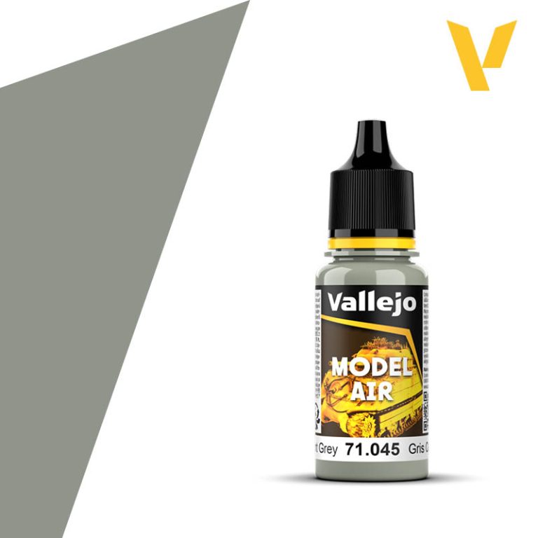 Vallejo Model Air: Cement Grey (18ml) - 18ml Vallejo Model Air Cement Grey paint bottle with black cap and yellow label accents.