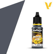 Vallejo Model Air: Dark Sea Gray (18ml) - 18ml Vallejo Model Air paint bottle in dark sea gray with black cap and yellow label accents.