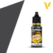 Vallejo Model Air: Panzer Dark Gray (18ml) - Small plastic bottle of Vallejo Model Air paint in panzer dark gray with a black dropper cap and yellow accents.