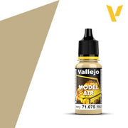Vallejo Model Air: Ivory (18ml) - Small plastic bottle of Vallejo Model Air paint in ivory color with black twist cap and yellow label accents.
