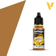 Vallejo Model Air: Wood (18ml) - Matte brown Vallejo Model Air acrylic paint bottle with black dropper cap, 18ml.