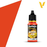 Vallejo Model Air: Light Red (18ml) - Small cylindrical bottle of bright light red acrylic paint with black twist cap and colorful Vallejo Model Air label.