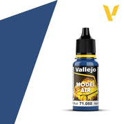Vallejo Model Air: French Blue (18ml) - Small plastic bottle of Vallejo Model Air paint in French Blue with black nozzle cap and yellow-accented label.