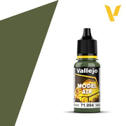Vallejo Model Air: Green Zinc Chromate (18ml) - 18ml Vallejo Model Air paint bottle in green zinc chromate with black cap and yellow label accents.