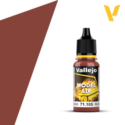Vallejo Model Air: Brown RLM26 (18ml) - Small brown paint bottle with black cap labeled Vallejo Model Air Brown RLM26 18ml.