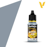 Vallejo Model Air: Dark Ghost Gray (18ml) - 18ml Vallejo Model Air paint bottle in dark ghost gray with black nozzle and yellow label accents.