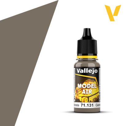 Vallejo Model Air: Concrete (18ml) - 18ml bottle of Vallejo Model Air acrylic paint in matte concrete gray with black cap.