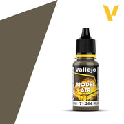 Vallejo Model Air: Brown Violet RLM81 (18m) - Small plastic bottle of Vallejo Model Air paint in Brown Violet RLM81 with black cap and yellow label accents.
