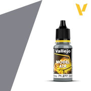 Vallejo Model Air: Dark Gull Gray (18m) - Small plastic bottle of Vallejo Model Air paint in dark gull gray with black cap and yellow label accents.