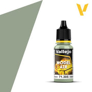 Vallejo Model Air: Interior Grey Green (18m) - Small bottle of Vallejo Model Air paint in muted grey-green shade with black twist cap and labeled front.