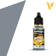 Vallejo Model Air: BS Medium Sea Grey (18m) - Small plastic bottle of Vallejo Model Air acrylic paint in medium sea grey with black cap and yellow accent.