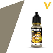 Vallejo Model Air: IJN Ash Grey (18m) - Small clear plastic bottle with black cap, holding grey Vallejo Model Air paint labeled 71.311 IJN Ash Grey.
