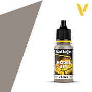 Vallejo Model Air: AMT-1 Light Grey Brown - Small clear plastic bottle with black dropper cap containing grey-brown acrylic model paint labeled Vallejo Model Air 71.
