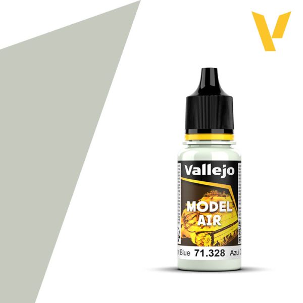 Vallejo Model Air: Light Blue (18ml) - 18ml Vallejo Model Air light blue acrylic paint bottle with black nozzle cap.
