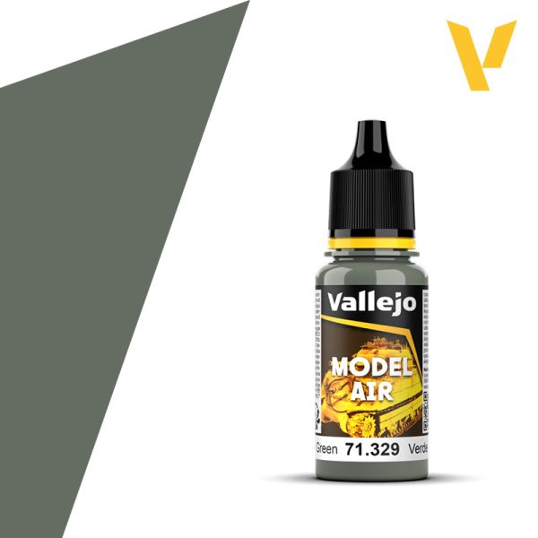 Vallejo Model Air: Green (18ml) - 18ml Vallejo Model Air paint bottle in green with black screw cap and yellow label accents.