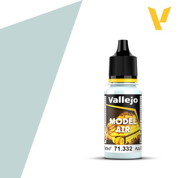 Vallejo Model Air: Underside Blue "Faded" (18ml) - 18ml Vallejo Model Air paint bottle with black cap and faded underside blue label design.