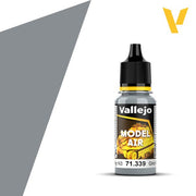 Vallejo Model Air: Russian AF Grey N.3 (18ml) - Plastic bottle of Vallejo Model Air paint in Russian AF Grey with black nozzle and yellow accents, 18ml.