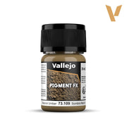 Vallejo Pigment FX: Natural Umber (35ml) - Small opaque plastic bottle of Vallejo Pigment FX Natural Umber paint with black screw cap and label displaying pigment.