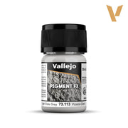 Vallejo Pigment FX: Light Slate Grey (35ml) - Small cylindrical plastic jar of Vallejo Pigment FX in light slate grey with black screw cap and a textured grey label on.